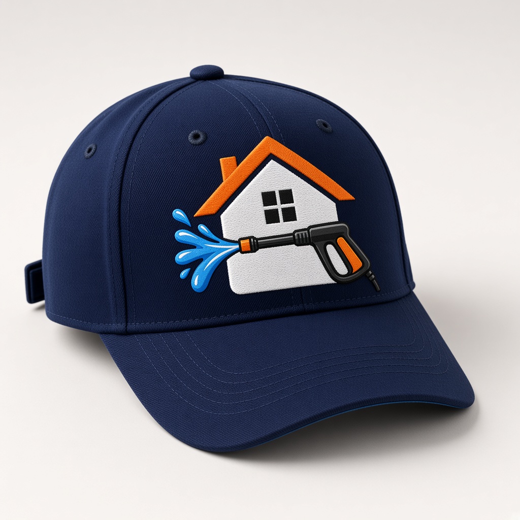 Navy cap with orange house mark